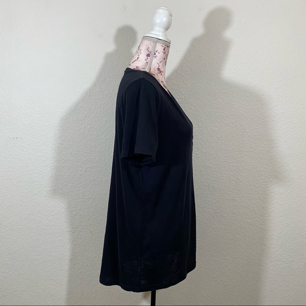 Pink VS sz:L Black Short Sleeve High-Low Sheer Tee - Picture 7 of 12